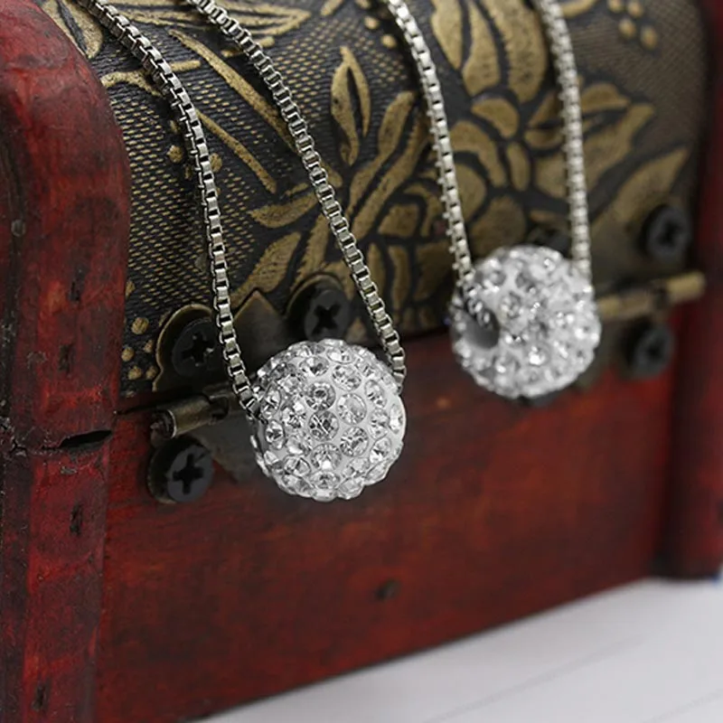 Модные женские ювелирные изделия Шамбала шар кулон ожерелье хрустальный цепочки