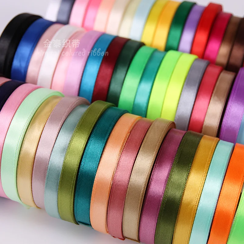 10mm Satin Ribbon DIY Sewing Handmade Crafts Supplies Black White Beige Pink Red Blue Green Purple Christmas Decoration Tape |