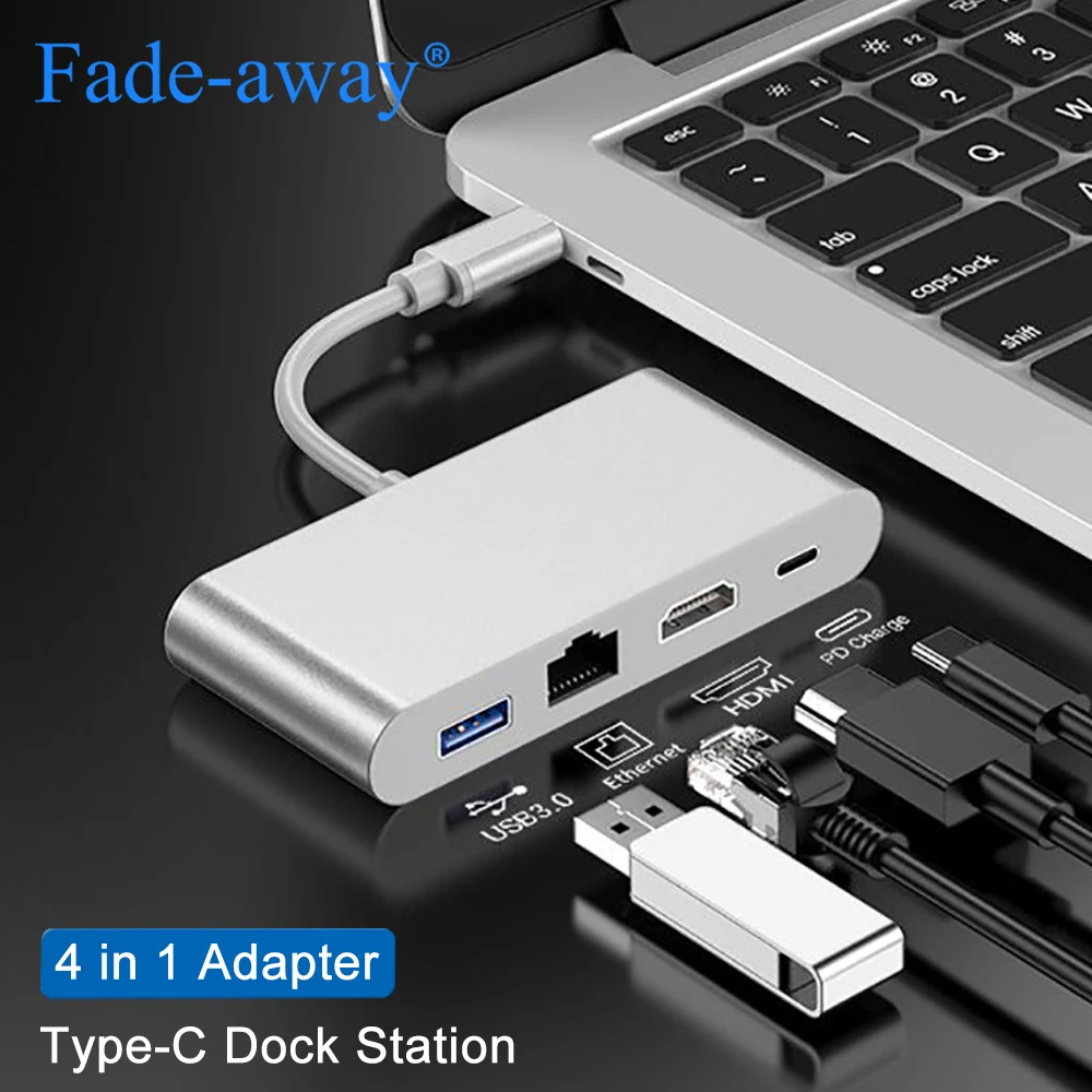 Тип C к HDMI 4 Gigabit Ethernet Lan RJ45 USB-C PD USB 3 0 Thunderbolt адаптер OTG хаб для MacBook Samsung S8/S9 Dex Huawei |