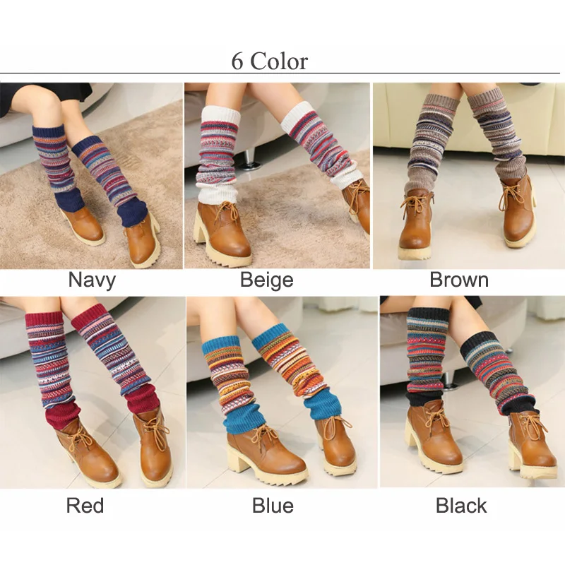 Гольфы женские шерстяные разноцветные вязаные зима термо кашемировые