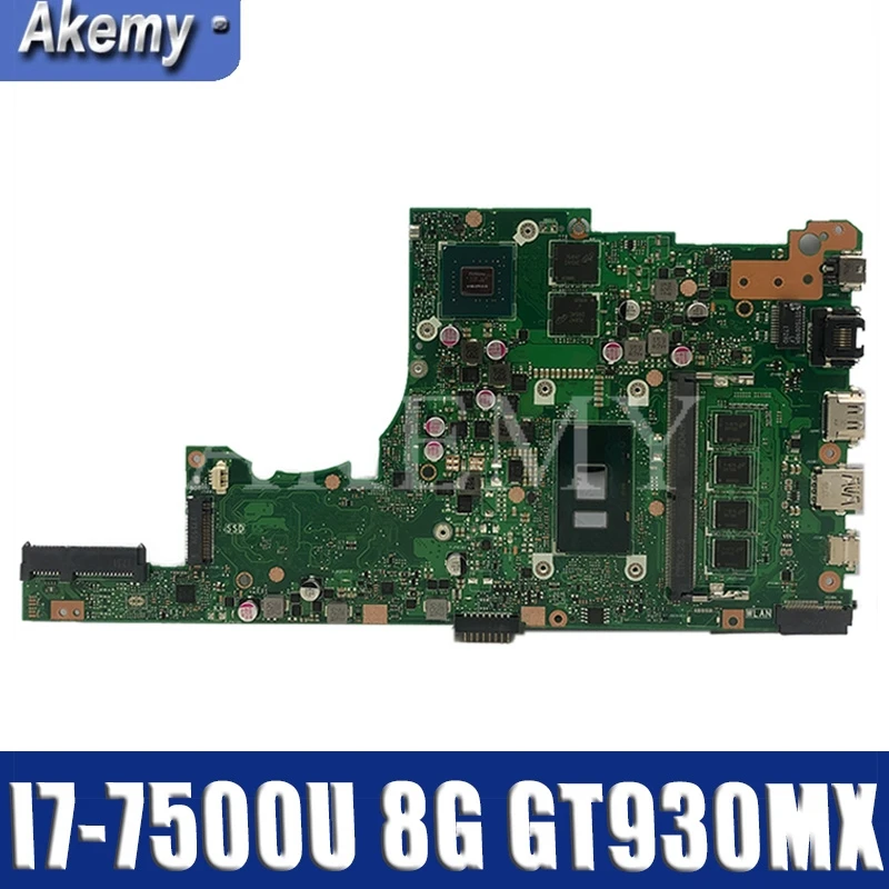 

Akemy X405UR For Asus X405U X405UN X405UR X405URR X405URP X405UQ X405UF Laotop Mainboard X405UR Motherboard I7-7500U 8GB GT930MX