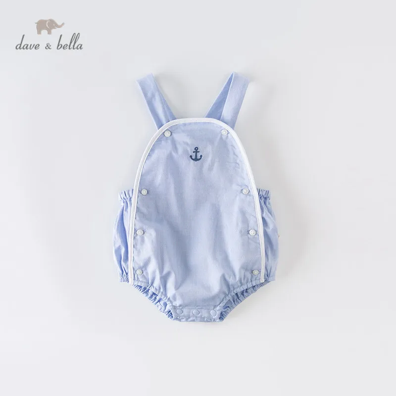 

DB14152 Dave bella summer new born baby boys fashion solid sleeveless jumpsuits infant toddler clothes children romper 1 piece