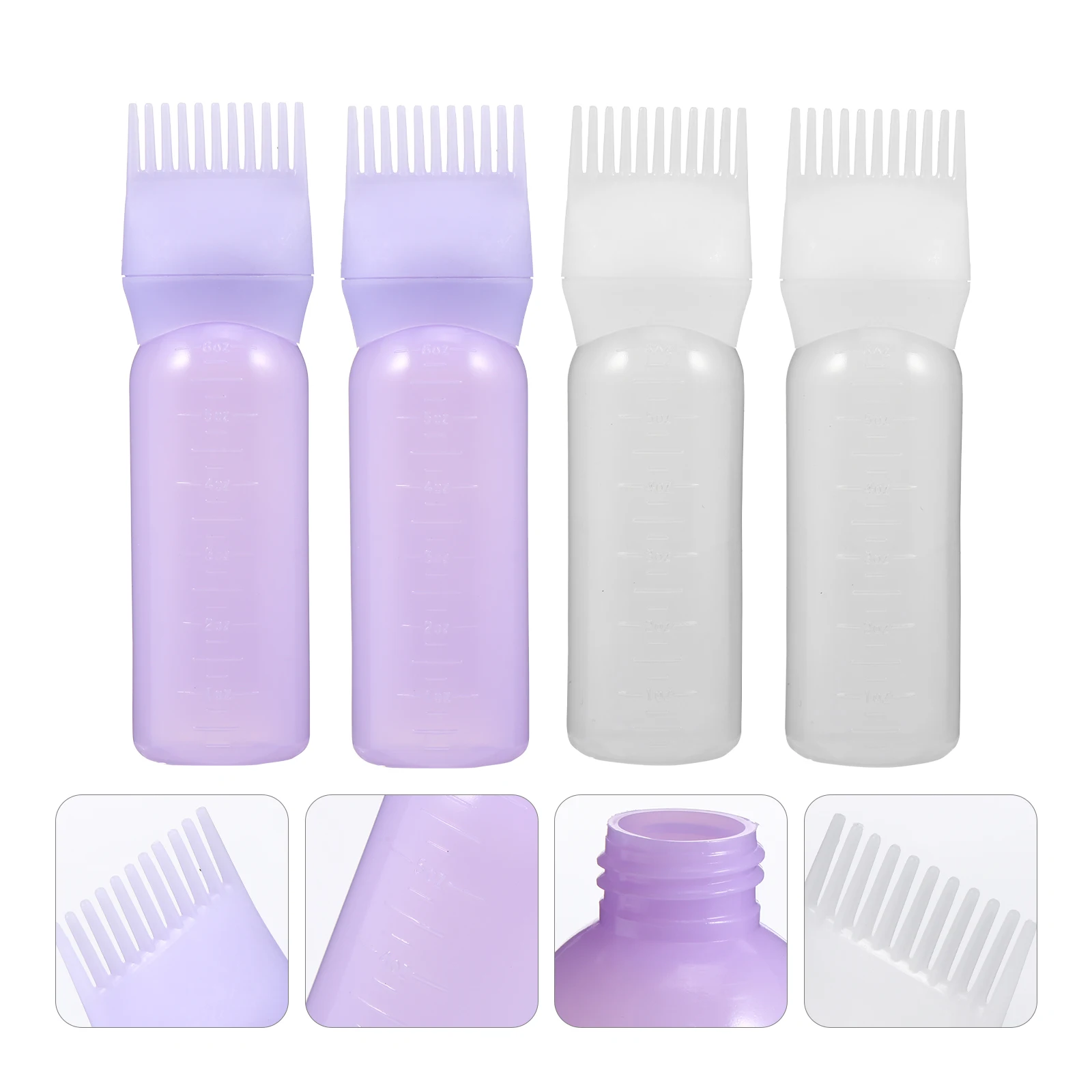

4Pcs Plastic Hair Dye Shampoo Applicator Bottle Graduated Bottle Salon Hair Coloring Dyeing Dry-Cleaning Bottles Styling Tool