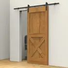 183 см200 см направляющая для подвесной двери сарая, прямой крючок, установка одной двери, скользящий сарай, деревянная дверь, комплект оборудования для мебели HWC