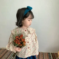autumn baby girl long sleeve tops 2021 new fashion single breasted girls floral blouse cotton children shirts lapel clothes