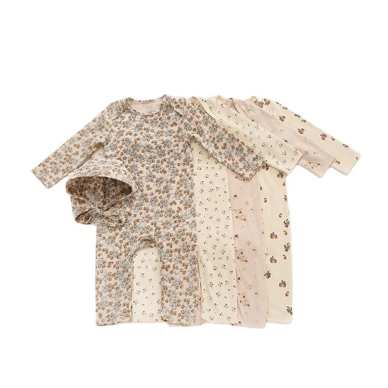 

Newborn Baby Rompers Long Sleeve Organic Cotton Brand Infant Boys Girls Floral Print Clothing Spring Autumn Newborn Baby Clothes