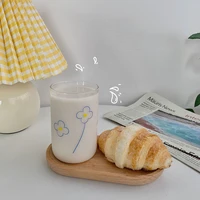 300ml in korea glass water bottle office cup simplicity fashion coffee mug gift transparent drinkware milk flowers cup