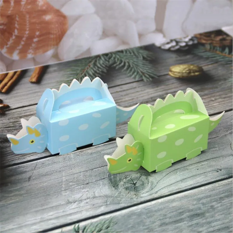 

Cartoon Dinosaur Candy Box Paper Triceratops Favors Boxes for Kids Birthday Party Decorations Boys Baby Shower Gift Bag