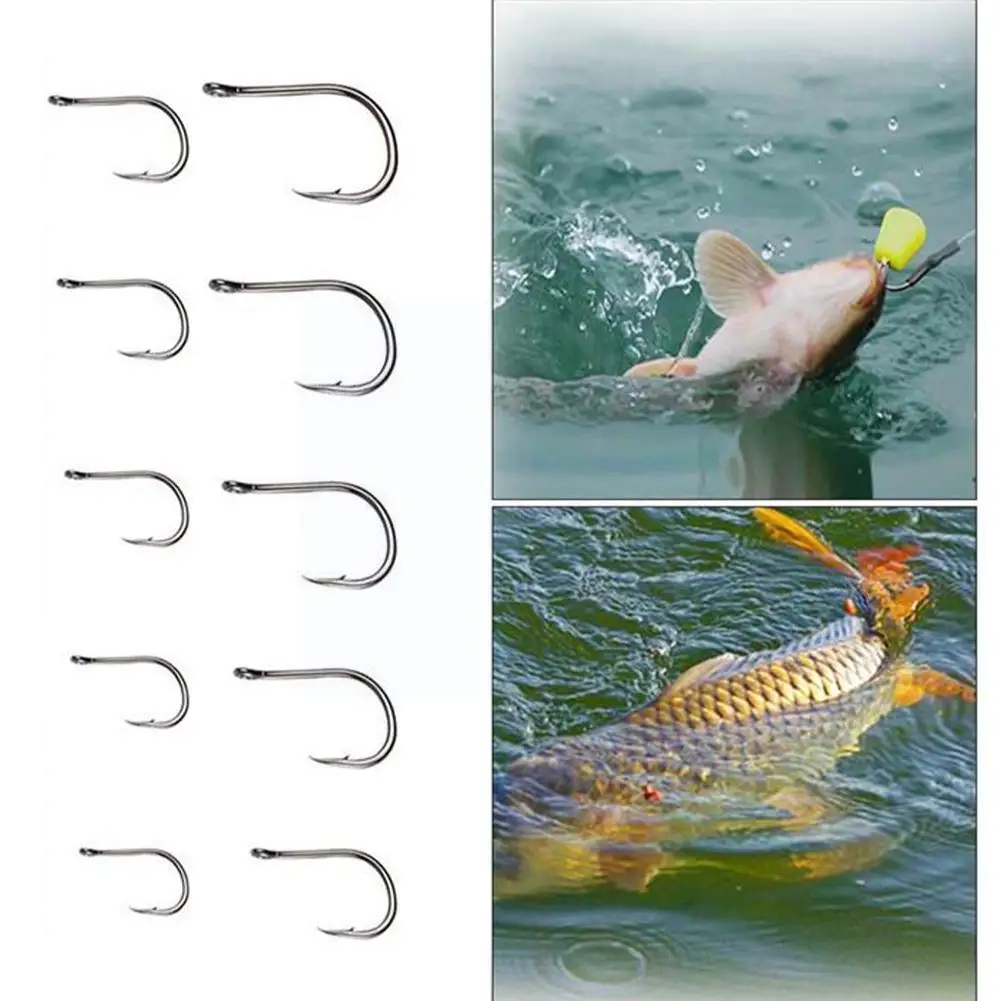 

100 Pieces Of Boxed Hooks With Barbed Hooks With Holes Hooks And Black Fishing Small Gold In Accessories O4c2