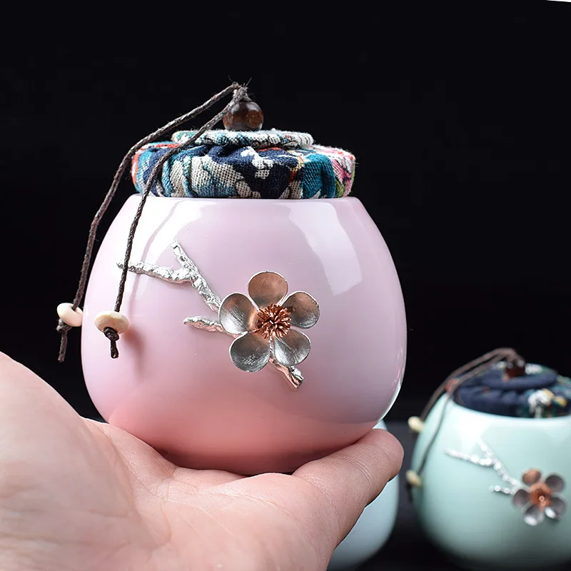 

Керамическая чайная банка в японском стиле, маленькая целладиновая герметичная банка для хранения чая пуэр, бытовой чайный набор кунг-фу, ч...