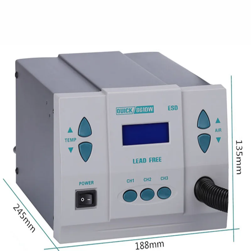 

QUICK 861DW Soldering Station 1000W high power intelligent digital display dismantling Rework Station lead free control