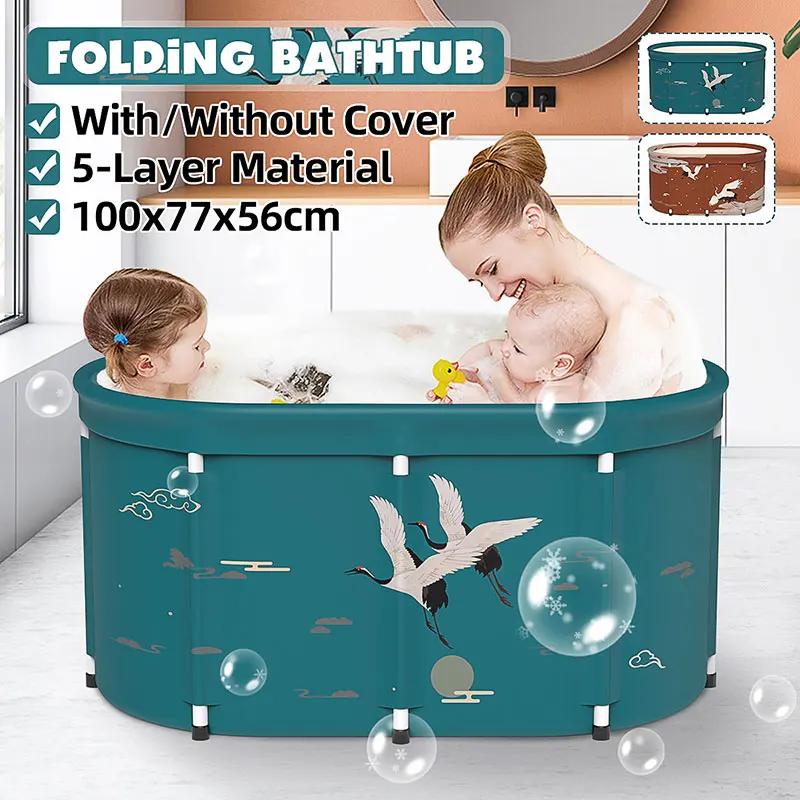 

100cm Bathtub Adult Bathtub Drain Folding Bath Tub Child Swimming Pool Adult Sauna SPA Full Body Wash Home Bath Barrel Artifact