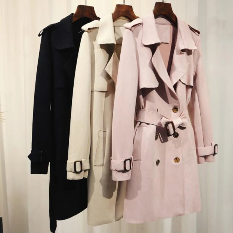 Осенняя новинка Женская ветровка 2019 Корейская версия длинная модная Британская