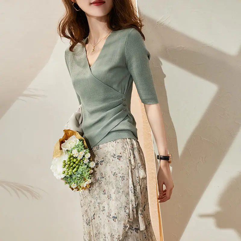 

Autumn Top Women's 2020 Autumn Women's New Slim Sweater Half-Sleeve Shirt Base Shirt Women's Spring and Autumn Sweater