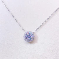 trendy 1ct d color moissanite necklace for women 925 sterling silver vvs1 round brilliant cut moissanite statement necklace gift