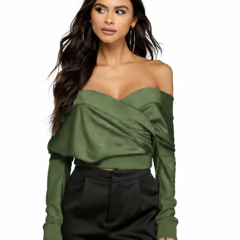 

Fashion Hot Women Blouse Sexy Off Shoulder Casual Backless Loose Long Sleeve Shirt Sexy Tops Clubwear Party Blouse