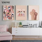 Картина Женская Power, настенное искусство, холст, розовый плакат на тему феминизма, полового равноправия, украшение для дома, принты для гостиной, девушки, спальни