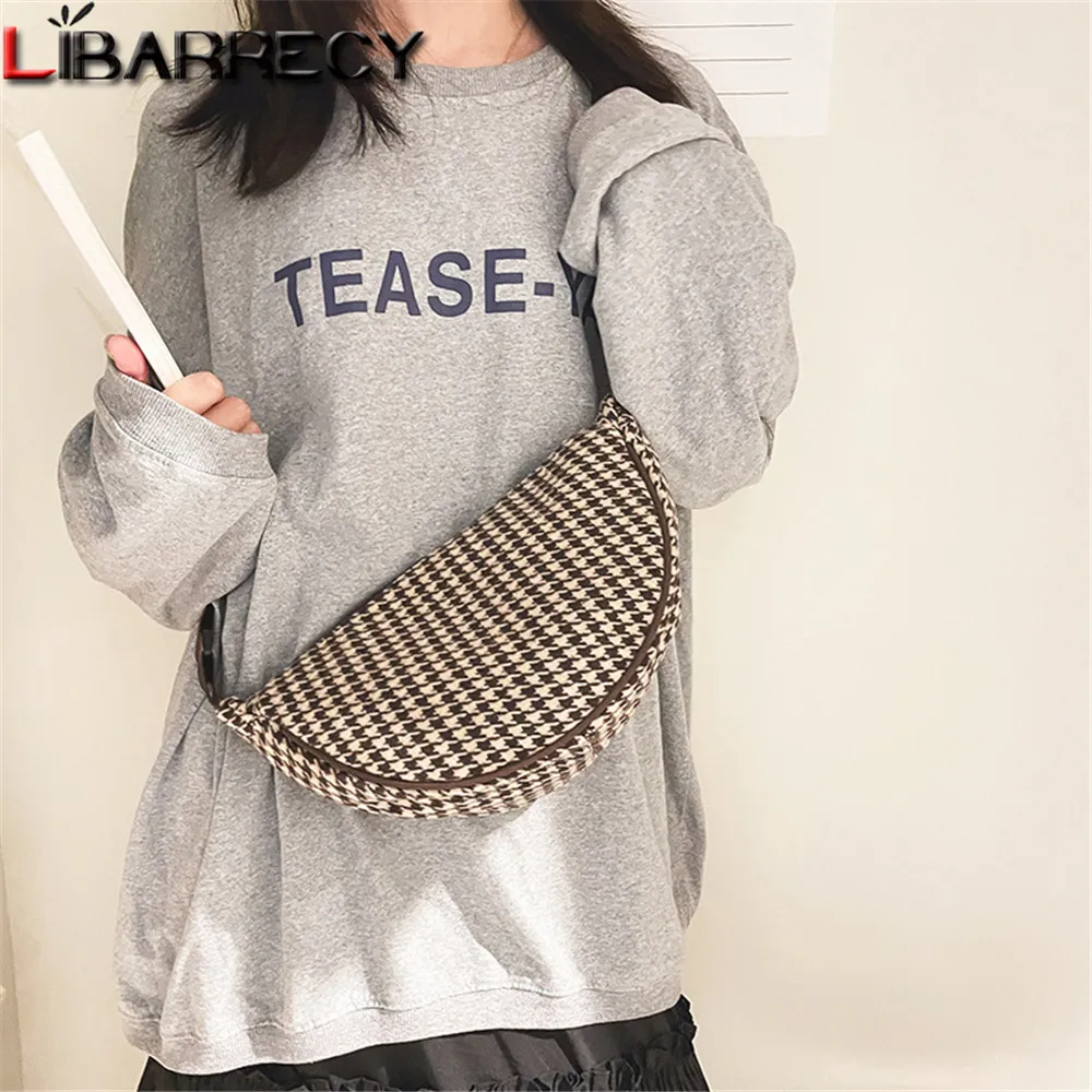 

2021 New Houndstooth Pattern Design Ladies Shoulder Bag Fashion Casual High Quality Canvas Women Messenger Bags Wallet Sac Femme