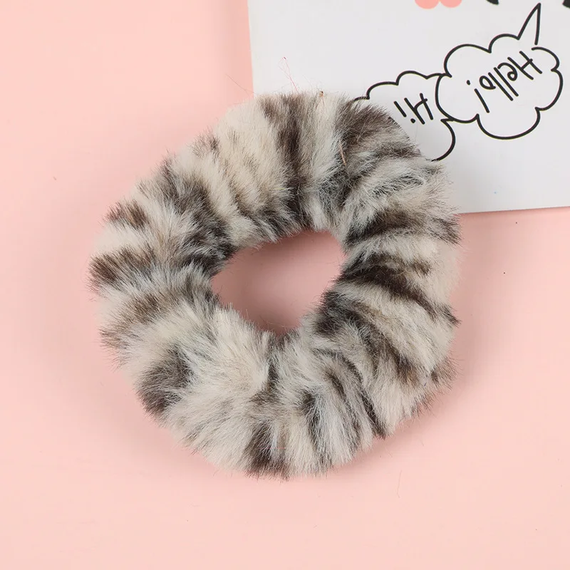 Новинка модные плюшевые резинки для волос с леопардовым принтом женщин и девочек