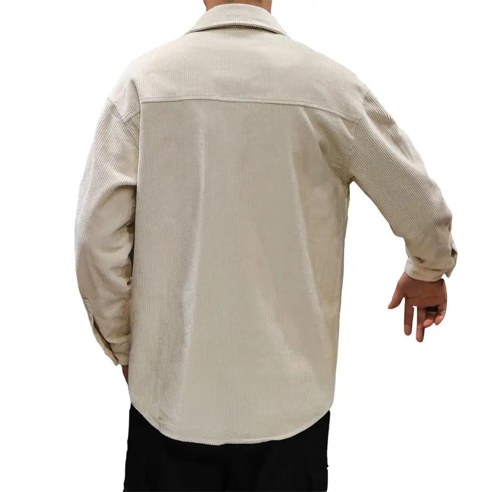 Мужская длинная рубашка в стиле Харадзюку коричневая Повседневная модная