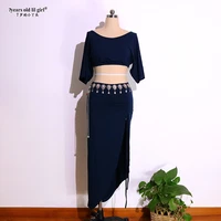 new sexy modal rayon cotton short sleeves2pcs practice suit for women belly dance set topskirt ckk08