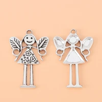 30pcslot antique silver color fairy angel girl charms pendants for necklace bracelet jewelry making accessories