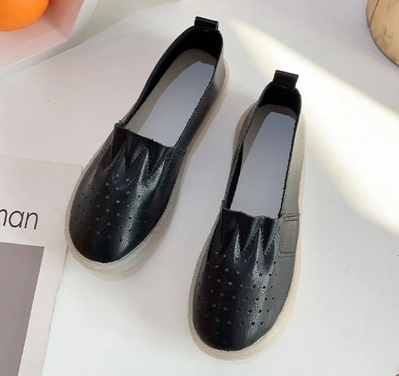 

Flat Shoes Pu Leather Lightweight Woman Flats Shoes Women Casual Hollow Summer Shoes Female Shoes Summer Footwear 2020