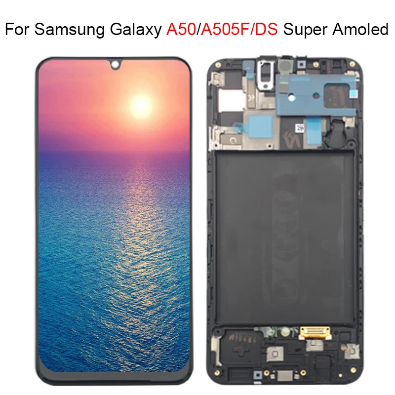 AMOLED дисплей 6 4 дюйма для SAMSUNG Galaxy A50 сенсорный ЖК экран с рамкой Samsung A505 A505F