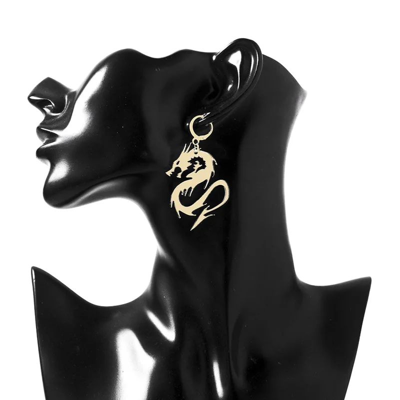 1 Пара Китайский Стиль металлический акриловый серьги-Драконы в стиле панк