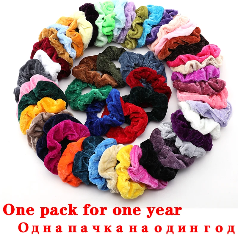 

30/40/50PCS Women Colorful Velvet Plush Elastic Hair Bands Girls Ponytail Holder Scrunchie Rubber Band Headband Hair Accessories