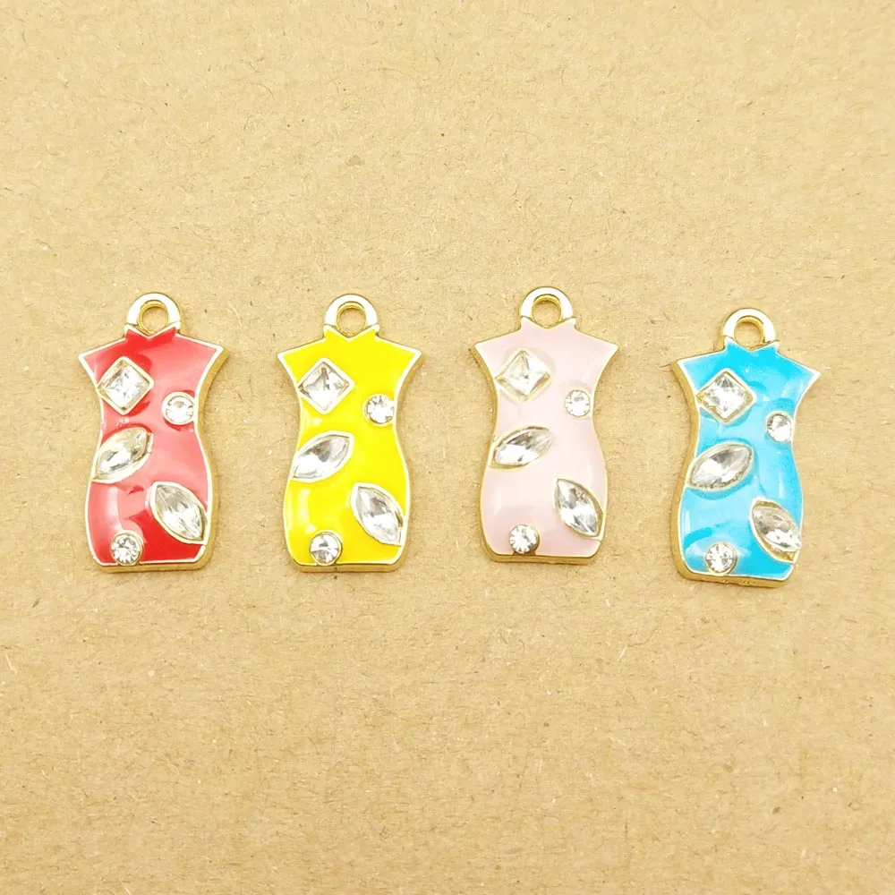 

10pcs 10x17mm enamel charm women clothes for jewelry making fashion earring pendant bracelet necklace charms