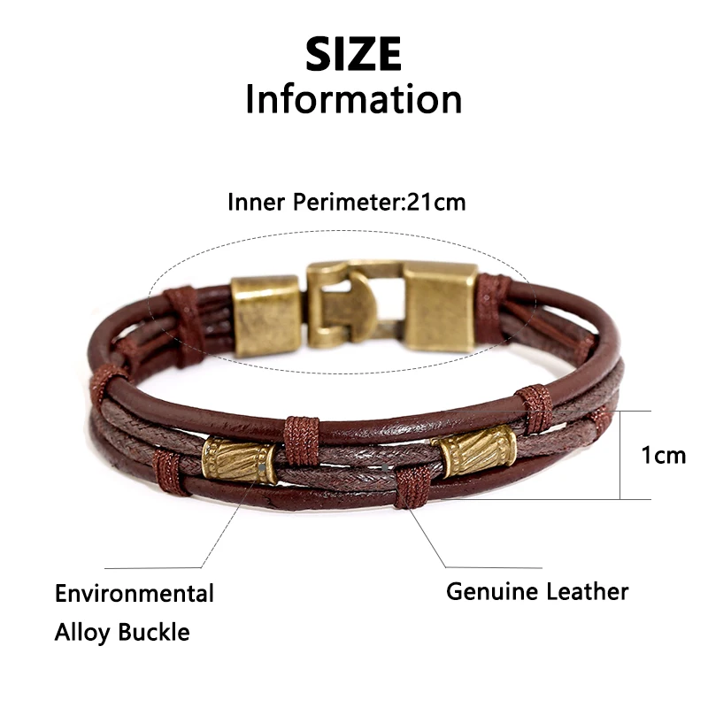 Мужские и женские браслеты из натуральной кожи плетеные веревки экологического