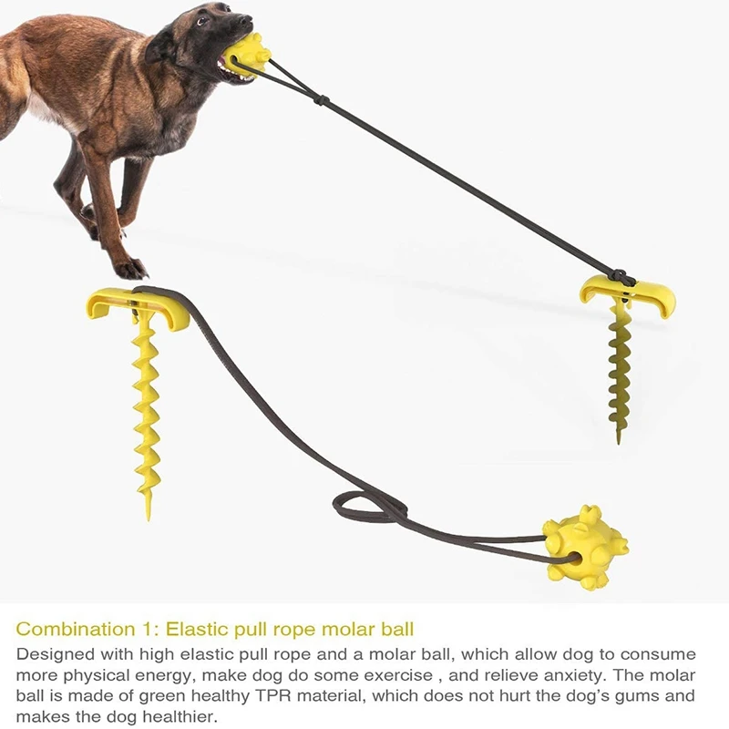

Dog Tie Cable and Pile, Sturdy Pile for Dog Tie, with Dog Chew Toy and Elastic Dog Leash