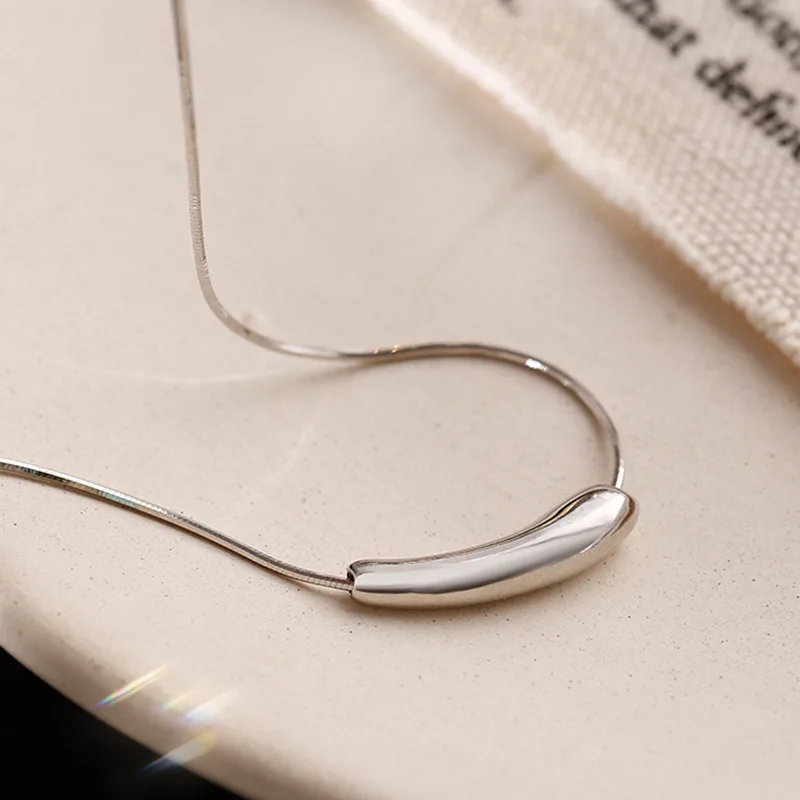 Реальные 925 стерлингового серебра в форме капли воды ожерелье ювелирных