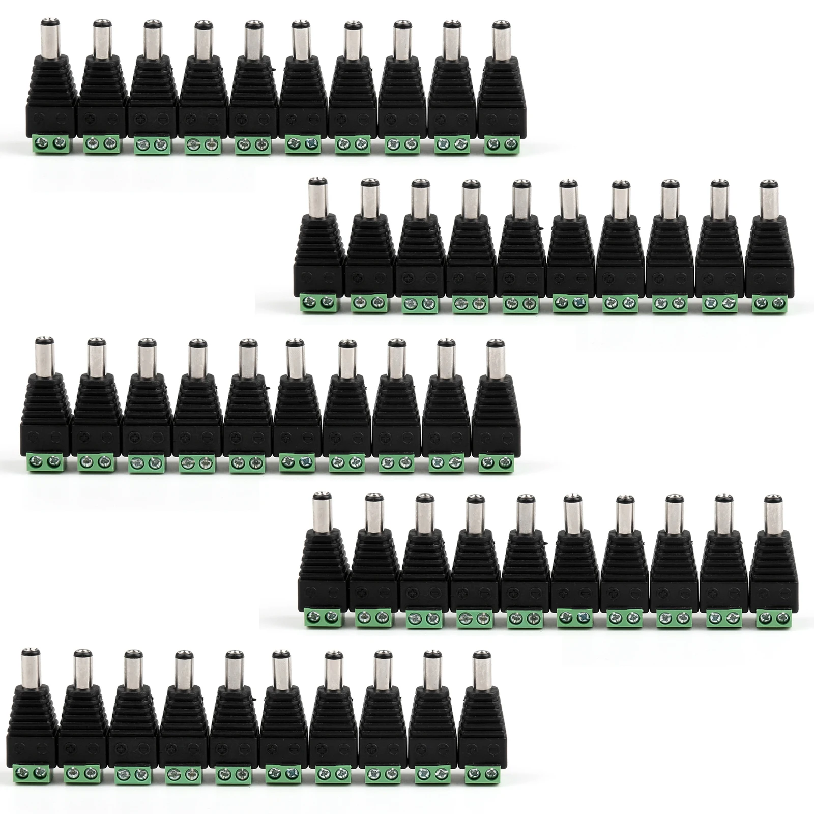 

Areyourshop 50Pcs 5.5 x 2.5mm DC Power Male Jack Plug For CCTV Monitor Camera