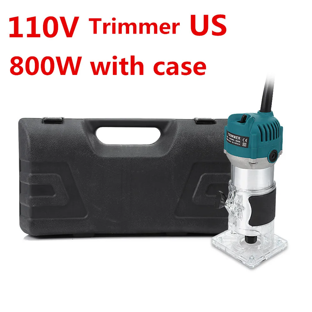 US 800W with case ЕС 220 В США 110 в 800 Вт деревообрабатывающий электрический триммер фрезерование древесины гравировальный долбежный обрезной станок ручная резьба по дереву маршрутизатор - Цвет: US 800W with case
