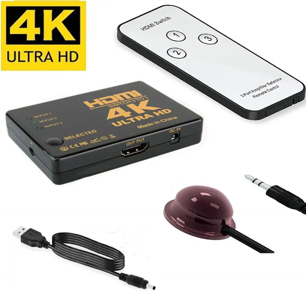 4K * 2K 3x1 HDMI совместимый сплиттер HDTV аудио видео конвертер адаптер с пультом