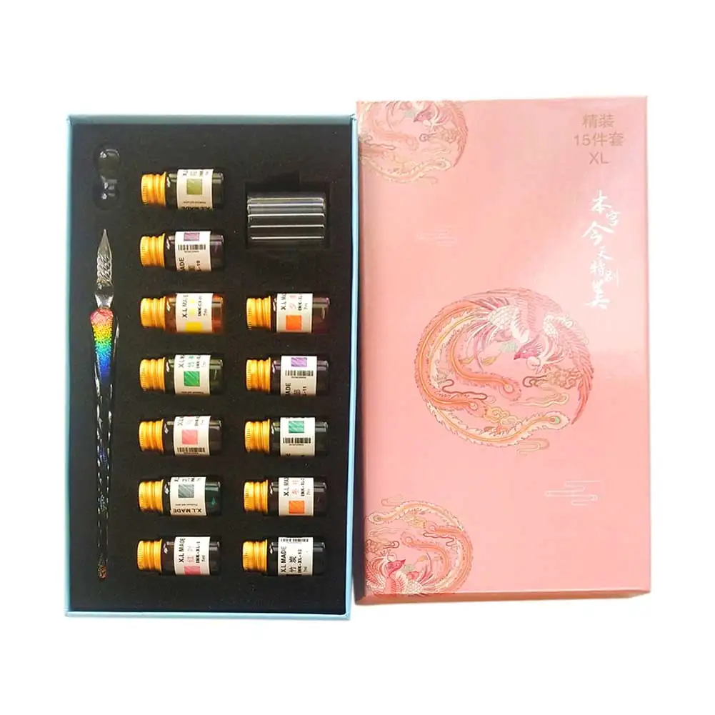 

Writing Signatures Gift 12 Colors Ink Dip Glass Pen Set Painting Decor For Calligraphy Drawing With Holder Stationery Art Kids