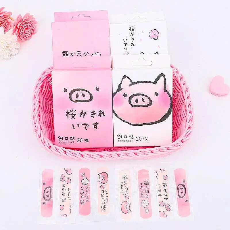 

20pcs/box Cartoon Pig Adhesive Bandages First Aid Emergency Woundplast Fingers Stop Bleeding Tape Stickers for Kids Children