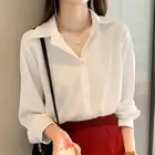Женская шифоновая рубашка-поло с длинным рукавом, с воротником-поло
