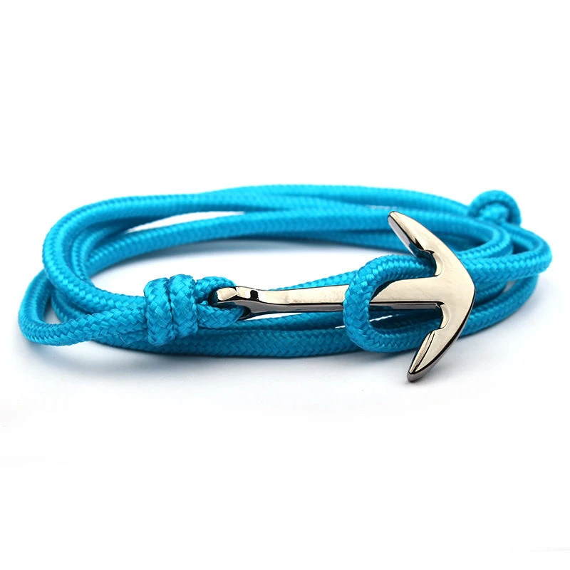 2-11 Adjustable Paracord Anchor Bracelet Woman Men Charm Bracelets Alloy Anchor Nylon Rope Chain Armband Vintage Bracelets& Bangles - Окраска металла: 2-11