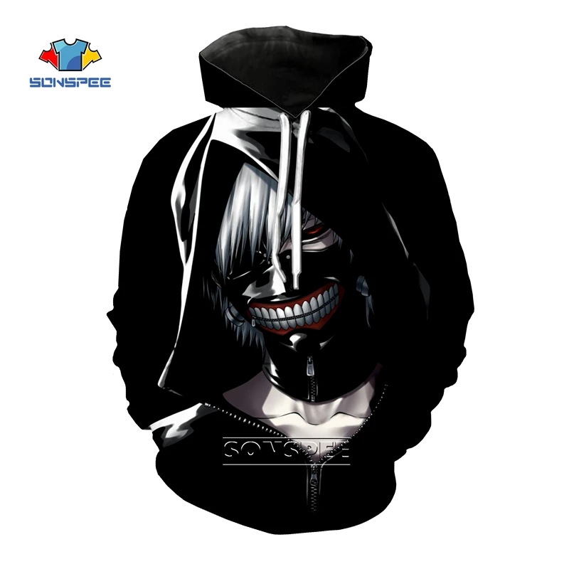 SONSPEE Аниме Tokyo Ghoul с капюшоном для мужчин и женщин в 3D печати костюмированной