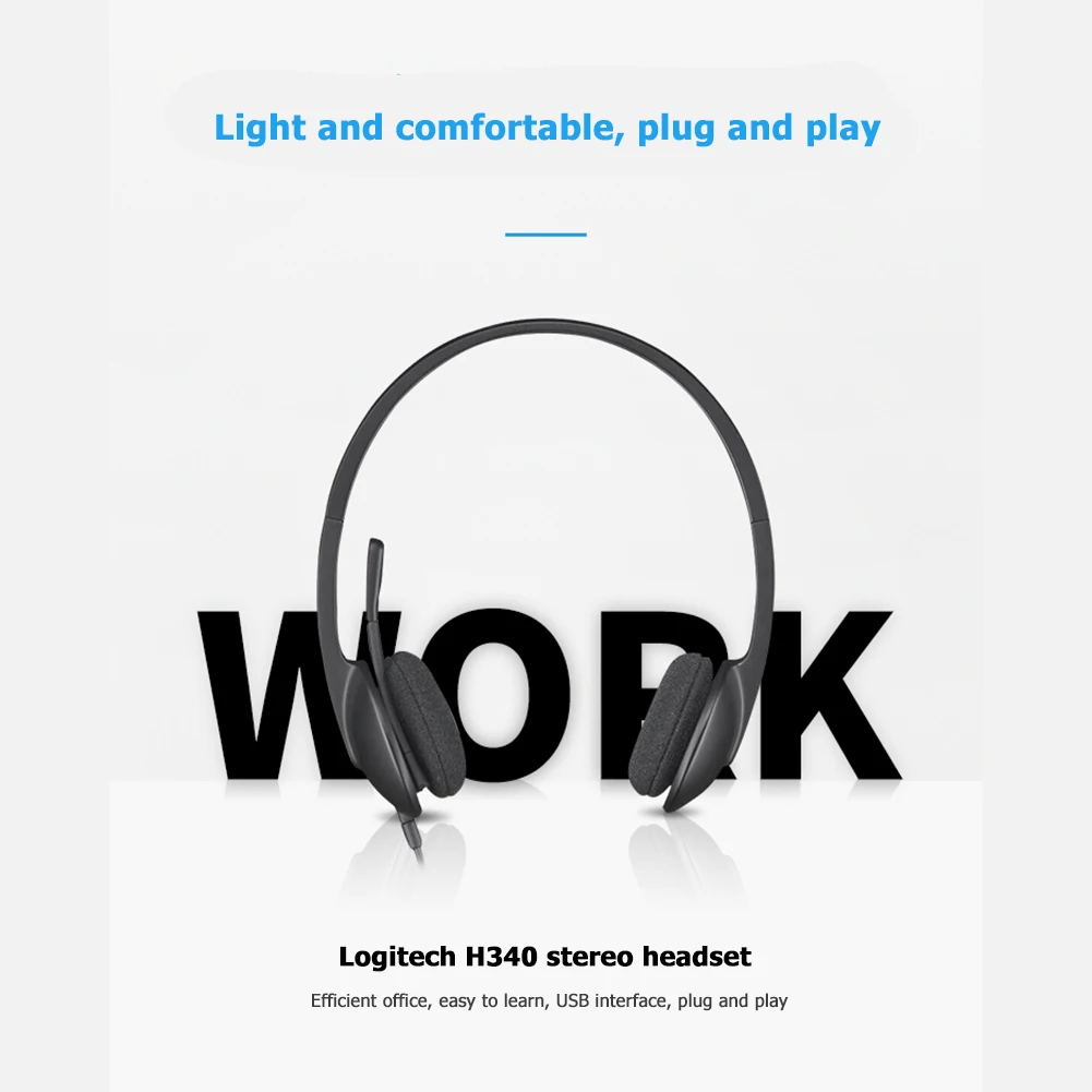 Накладные стереонаушники Logitech H340 с USB проводная гарнитура микрофоном для игровых