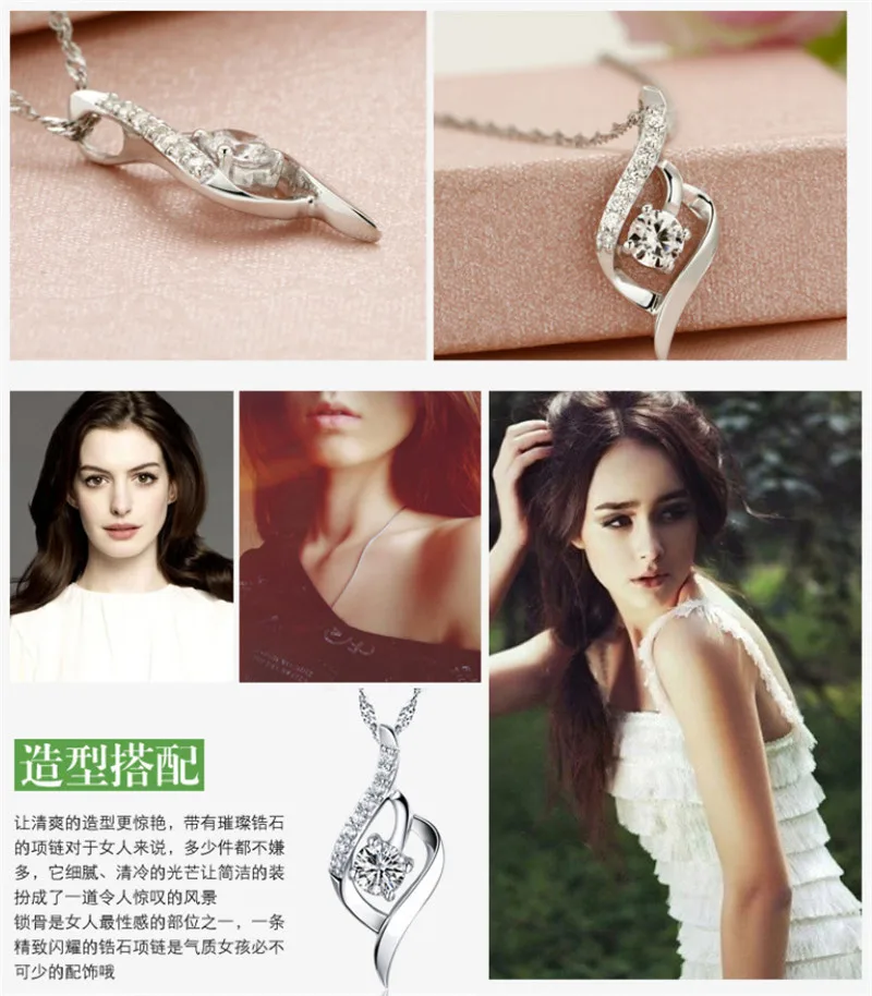 

2020 Party Wedding Pendant Necklace Clavicle Chain Women Crystal Elegant Pendant Necklaces Wholesale