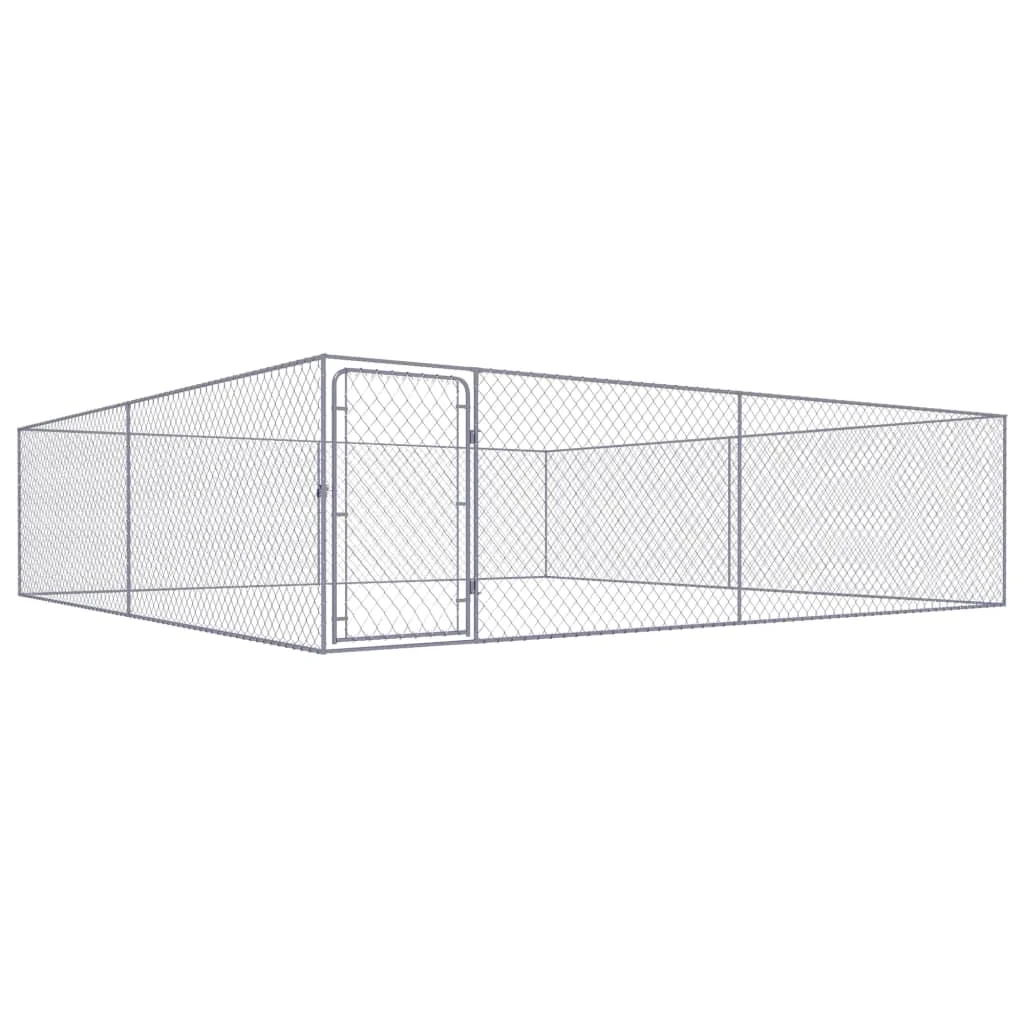 Outdoor Dog Kennel Galvanised Steel 157.5"x157.5"x39.4"
