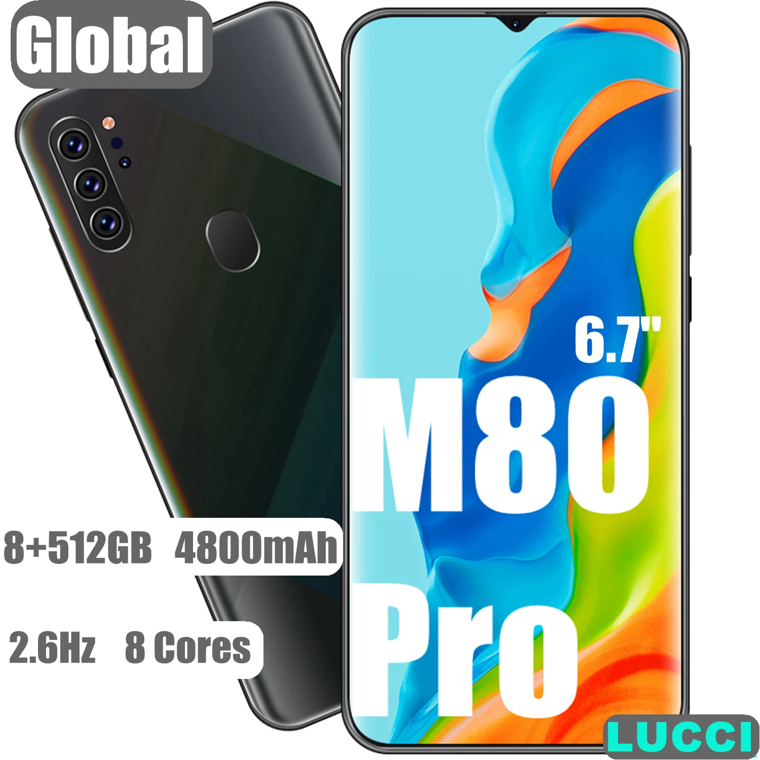 

Global Version M80 Pro 6.7'' 8GB 512GB Smartphone 32MP Camera 4G LTE Mobile Phone Dual SIM Card 8 Cores Cellphone Android 10