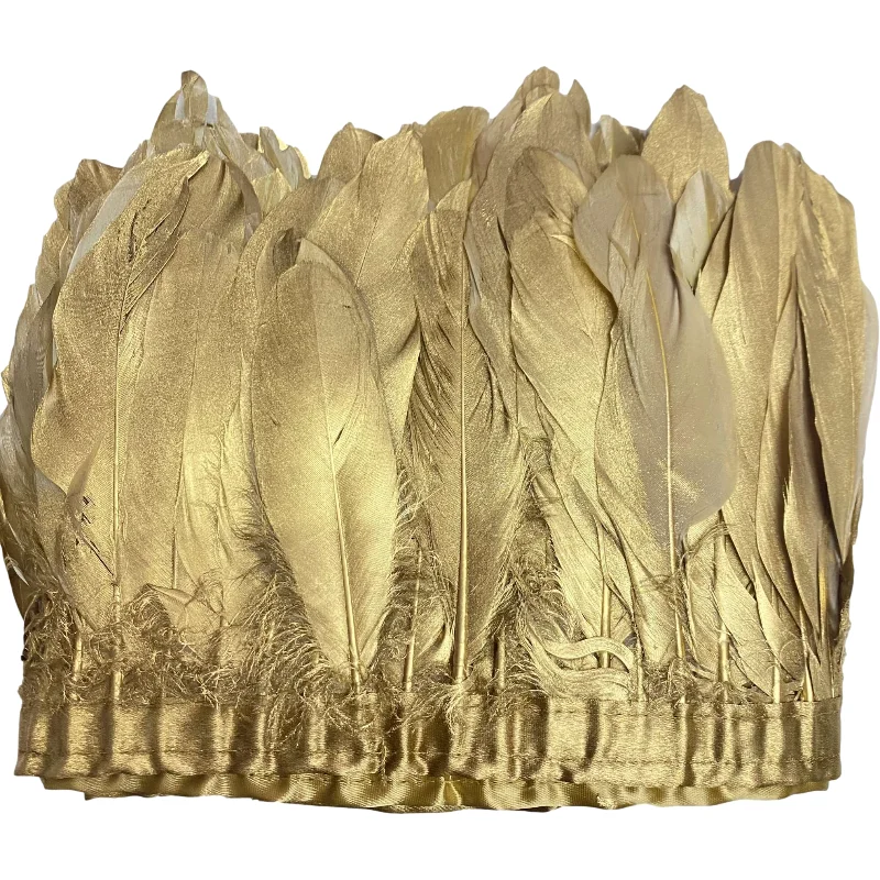 

10yard /lot High Quality Gold Goose Feathers Trim Trimming 15-20cm/6-8inch Plumes Carnival Costume Diy Clothing Plumas