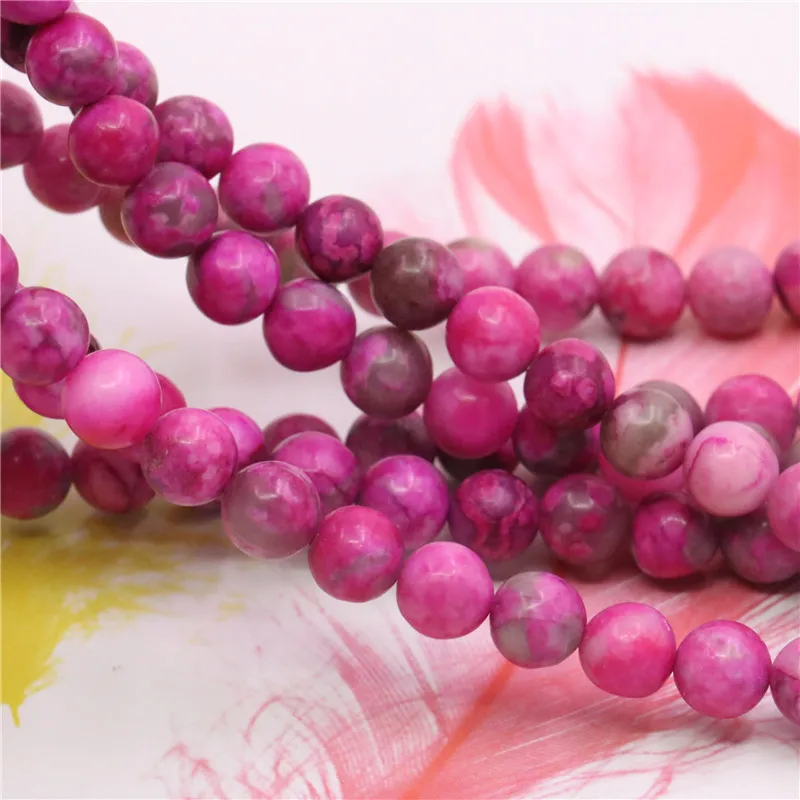Fashion Natural Stone Rose Red Crazy Agates Jades Round Loose 4/6/8/10/12mm Women's DIY Jewelry Making Free Shipping 15inch Y521 |