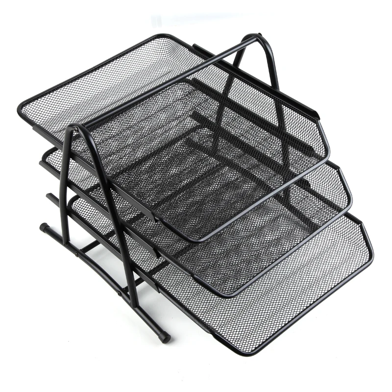 Комикс B2163 3 уровневый стальной сетчатый Настольный лоток черный|basket storage|basket