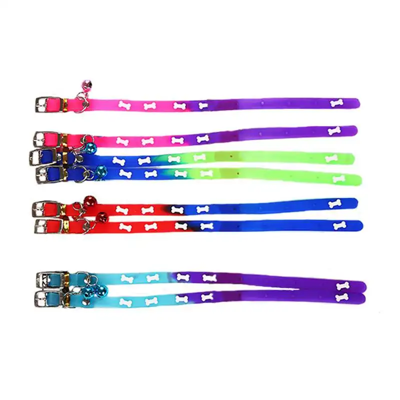 Регулируемый питомец Кошка Собака Кости узоры силиконовый Тяговый воротник с